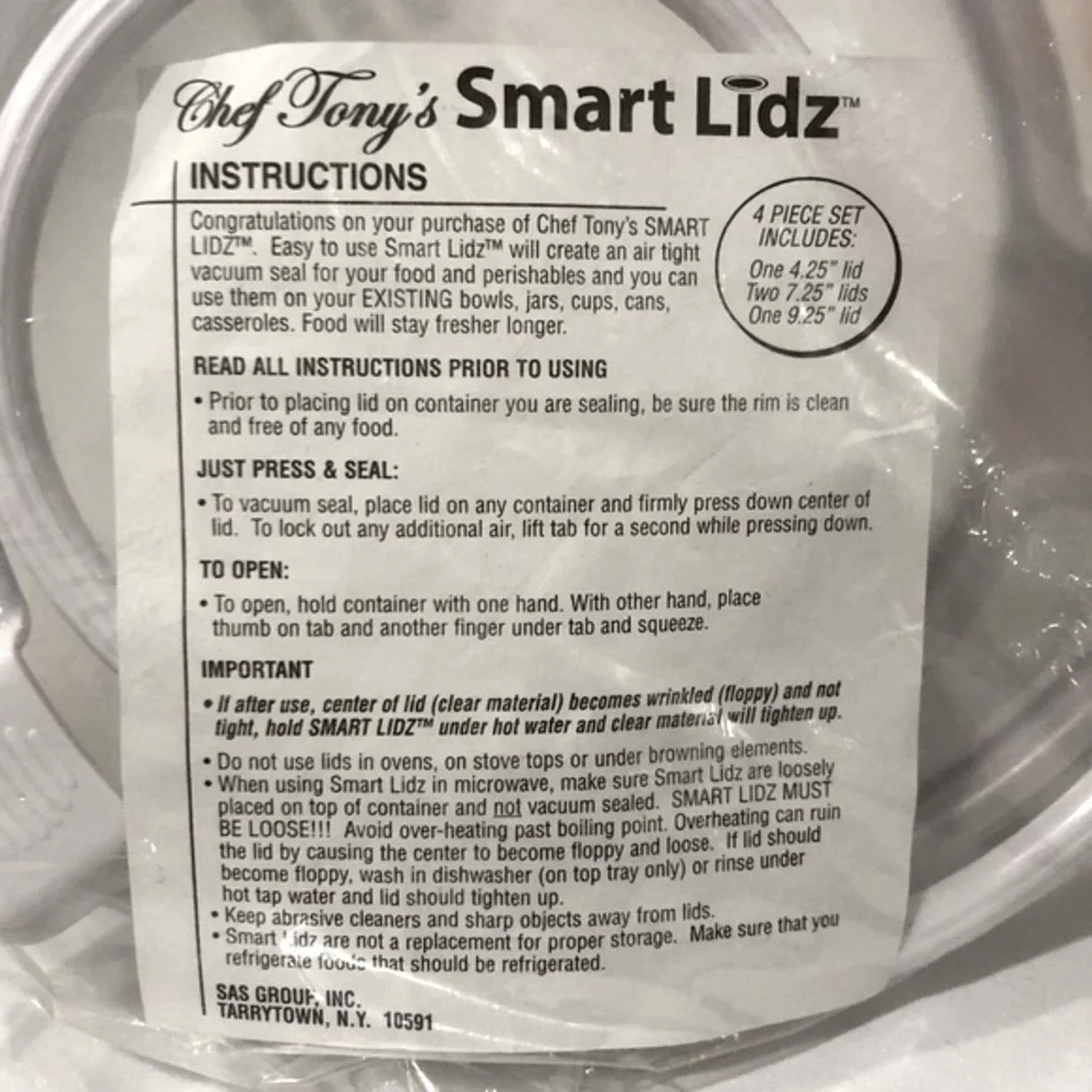 Reusable Bowl Covers Chef Tony’s ‘Smart Lidz’ 4 Piece Set